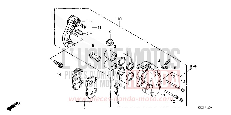 FRONT BRAKE CALIPER for PS125i PEARL COOL WHITE (NHA16) from 2008