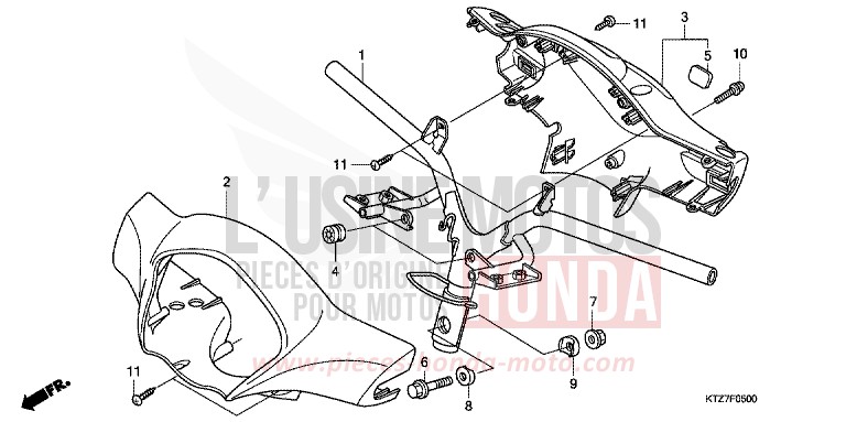 HANDLE PIPE/HANDLE COVER for PS125i PEARL SIENA RED (R320) from 2008