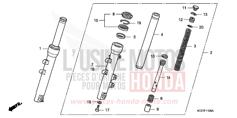FRONT FORK for PS125i QUASAR SILVER METALLIC (NHA48) from 2008