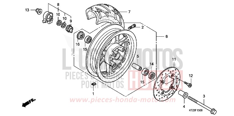 FRONT WHEEL for PS125i PEARL COOL WHITE (NHA16) from 2010