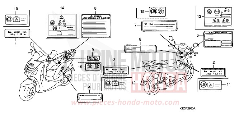 CAUTION LABEL (PES125/PES125R) for PS125i PEARL COOL WHITE (NHA16) from 2010
