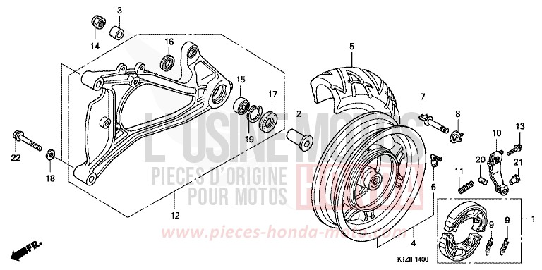REAR WHEEL/SWINGARM for PS125i QUASAR SILVER METALLIC (NHA48) from 2010