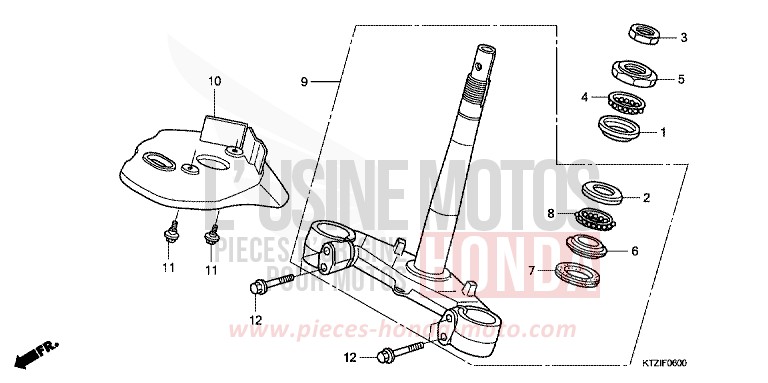 STEERING STEM for PS125i BLACK (NH1) from 2010