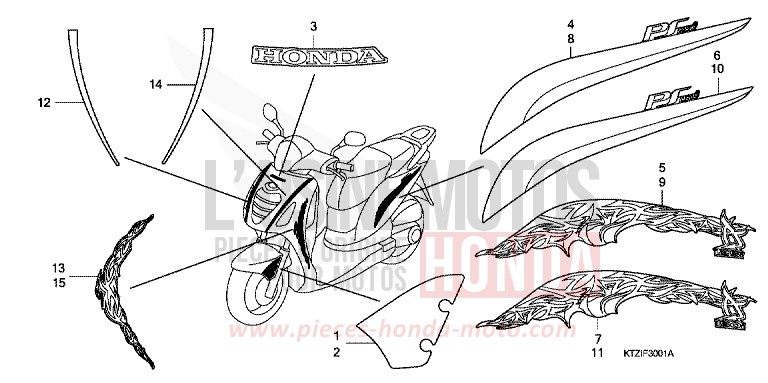 MARK/STRIPE (PES125R/PES150R) for PS125i PEARL COOL WHITE (NHA16) from 2010