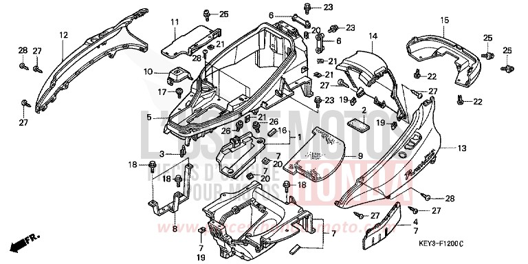 BODY COVER/LUGGAGE BOX for Pantheon FORCE SILVER METALLIC (NH411) from 2002