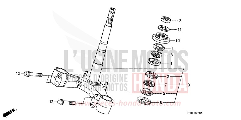 STEERING STEM for Pantheon FORCE SILVER METALLIC (NH411) from 2003