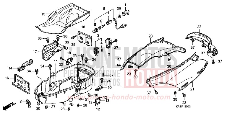 BODY COVER/LUGGAGE BOX (FES1253-5) (FES1503-5) for Pantheon FORCE SILVER METALLIC (NH411) from 2003