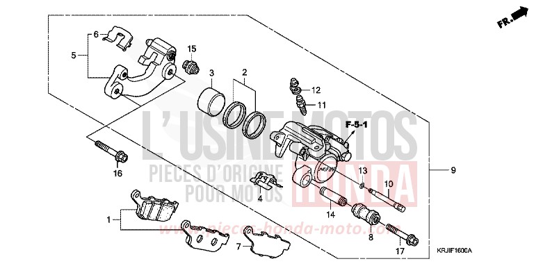 REAR BRAKE CALIPER (FES1253-5) (FES1503-5) for Pantheon FORCE SILVER METALLIC (NH411) from 2004