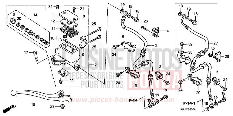 FR. BRAKE MASTER CYLINDER (FES125) (FES150) for Pantheon INTERSTELLAR BLACK METALLIC (NHA12) from 2004