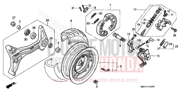 REAR WHEEL/THRUST CYLINDER for Pantheon BARLEY YELLOW METALLIC (Y199) from 1998