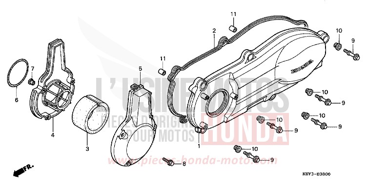 LEFT CRANKCASE COVER for Pantheon SPARKLING SILVER METALLIC (NH295) from 1998