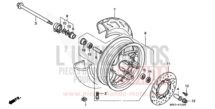 FRONT WHEEL for Pantheon ICE BLUE METALLIC (PB299) from 2000