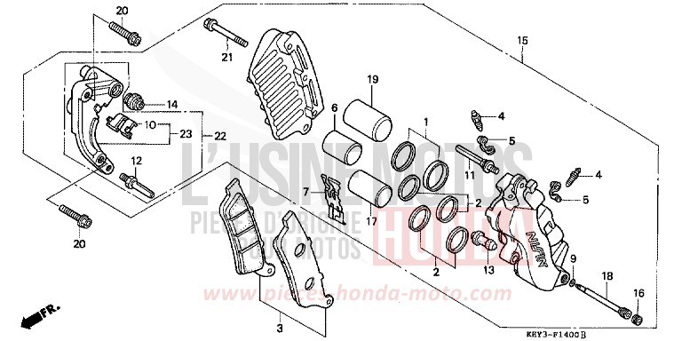 FRONT BRAKE CALIPER for Pantheon SPARKLING SILVER METALLIC (NH295) from 2000
