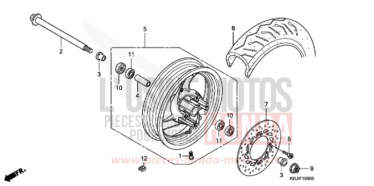 FRONT WHEEL (FES125) (FES150) for Pantheon VELVET RED METALLIC (R302) from 2005