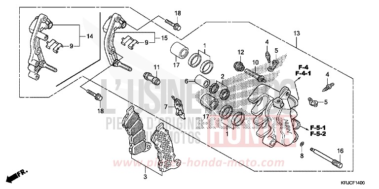 FRONT BRAKE CALIPER for S-Wing PEARL NIGHTSTAR BLACK (NHA84) from 2012