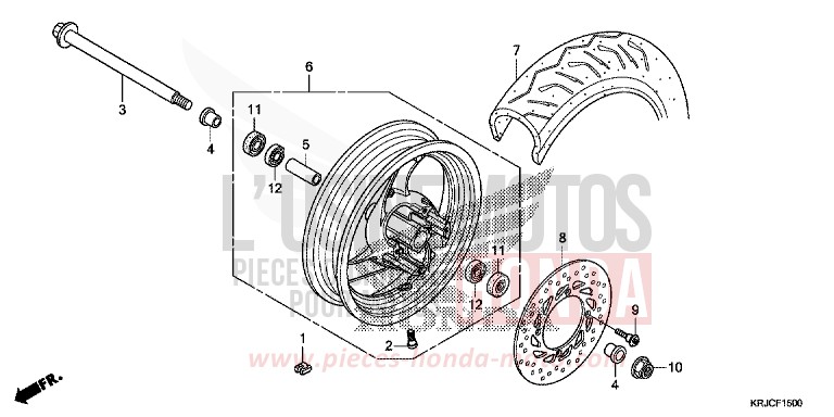 FRONT WHEEL (FES125) for S-Wing PEARL NIGHTSTAR BLACK (NHA84) from 2012