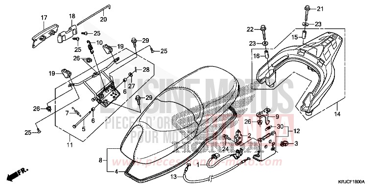 SEAT/REAR CARRIER for S-Wing PEARL NIGHTSTAR BLACK (NHA84) from 2012