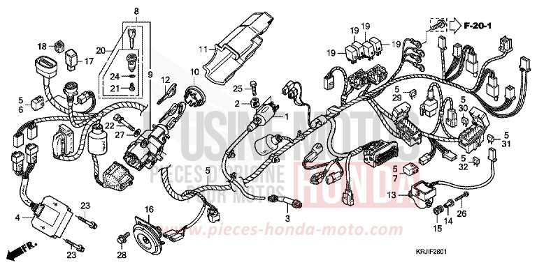 WIRE HARNESS (FES1257/A7) (FES1507/A7) for S-Wing PEARL NIGHTSTAR BLACK (NHA84) from 2007