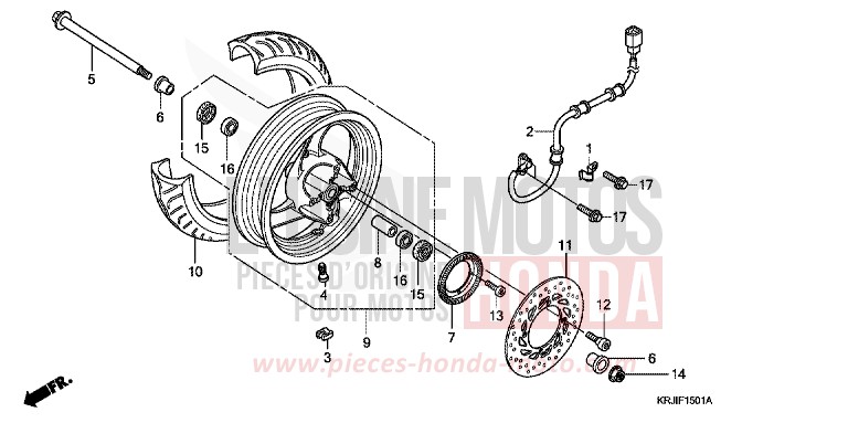 FRONT WHEEL (FES125A) (FES150A) for S-Wing QUASAR SILVER METALLIC (NHA48) from 2007