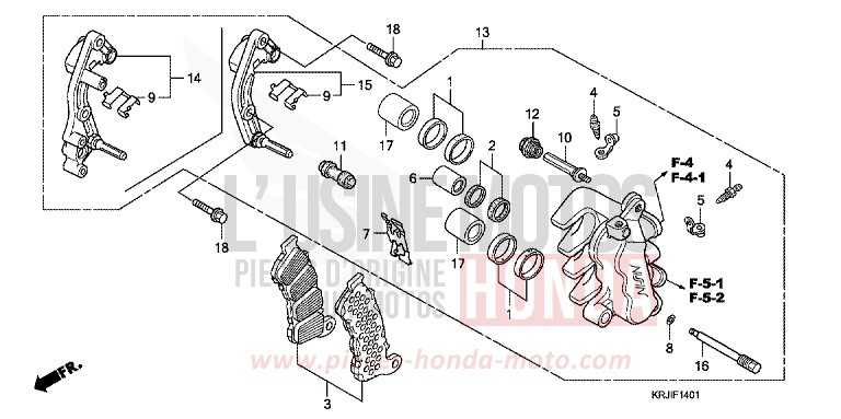 FRONT BRAKE CALIPER (FES1257/A7) (FES1507/A7) for S-Wing PEARL AMETHYST PURPLE (RP179) from 2007