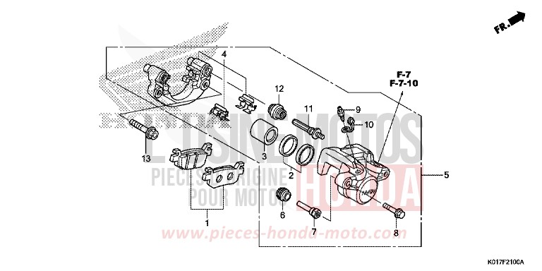 REAR BRAKE CALIPER for SH150i M00NDUST SILVER METALLIC (NHB29) from 2013