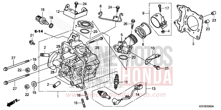 TESTATA per SH150i PEARL SIENA RED (R320) del 2013
