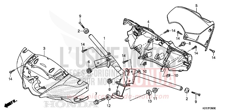 STEERING HANDLE/HANDLE COVER for SH150i PEARL SIENA RED (R320) from 2013