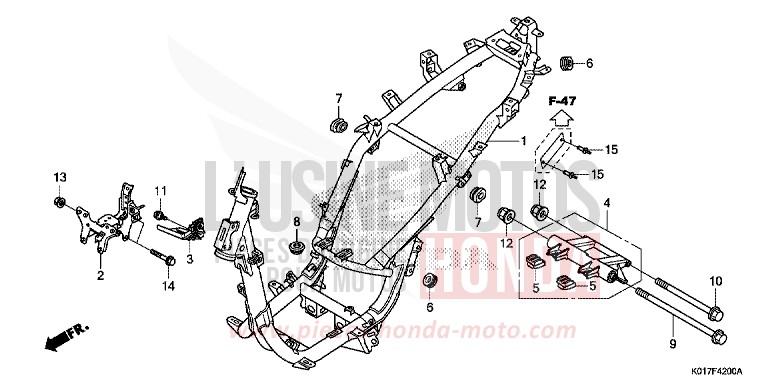 FRAME BODY for SH150i PEARL SIENA RED (R320) from 2013