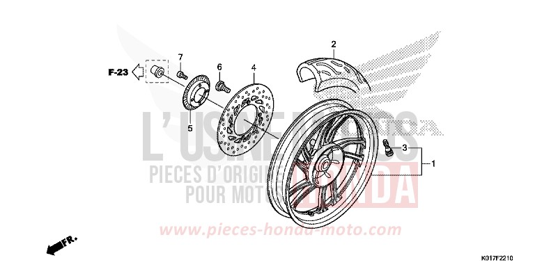 REAR WHEEL for SH150i PEARL SIENA RED (R320) from 2013