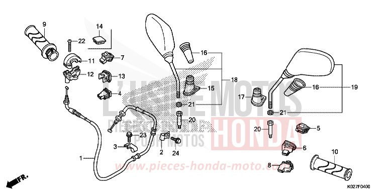 SWITCH/CABLE/MIRROR for SH150i PEARL COOL WHITE (NHA16) from 2014
