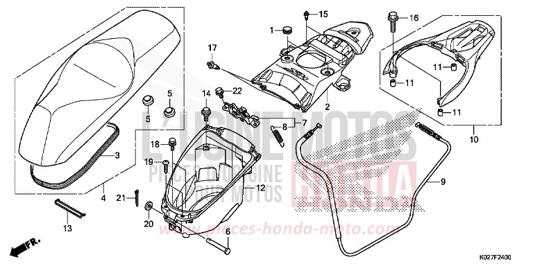 SEAT/LUGGAGE BOX for SH150i PEARL SIENA RED (R320) from 2014