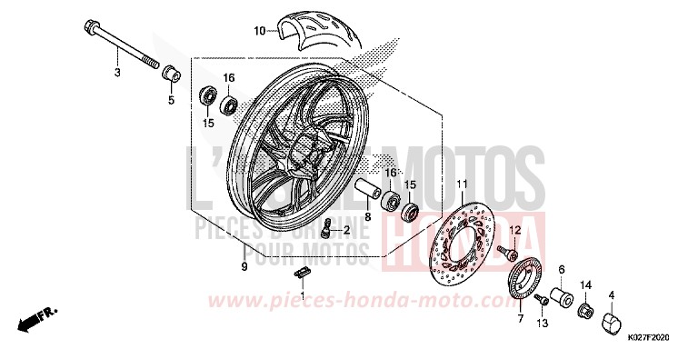 FRONT WHEEL for SH150i PEARL NIGHTSTAR BLACK (NHA84) from 2014