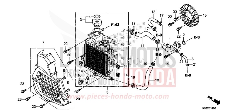 RADIATOR for SH150i MAT CYNOS GRAY METALLIC (NH312) from 2014