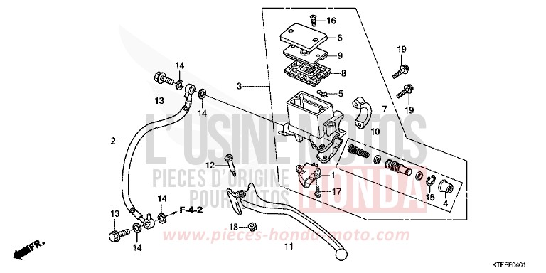 RR. BRAKE MASTER CYLINDER for SH150i PEARL SIENA RED (R320) from 2012