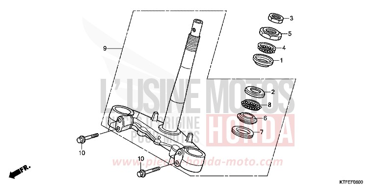 STEERING STEM for SH150i PEARL SIENA RED (R320) from 2012
