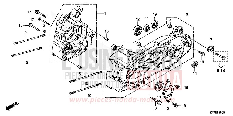CRANKCASE for SH150i PEARL SIENA RED (R320) from 2012