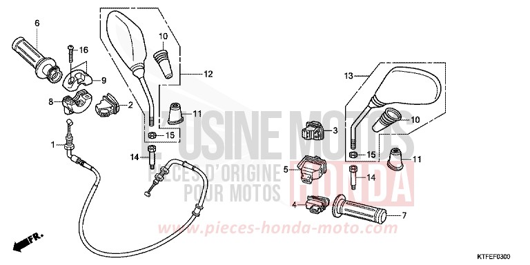 SWITCH/CABLE/MIRROR for SH150i PEARL SIENA RED (R320) from 2012