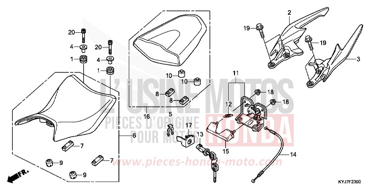 SEAT for CBR250R ASTEROID BLACK METALLIC (NHA35) from 2011