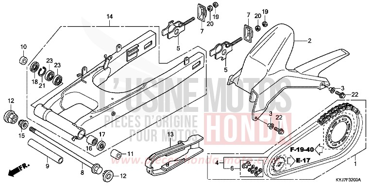 SWINGARM for CBR250R ASTEROID BLACK METALLIC (NHA35) from 2011