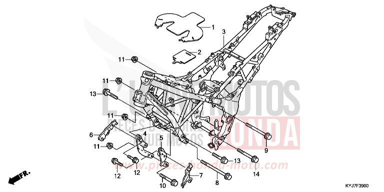 FRAME BODY for CBR250R ASTEROID BLACK METALLIC (NHA35) from 2011