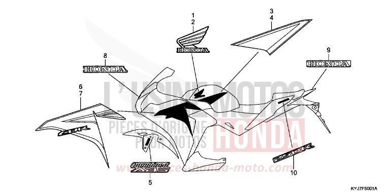 MARK/STRIPE (CBR250RB/RAB-3F,4E,5ED) for CBR250R PEARL SPENCER BLUE (PB308) from 2011