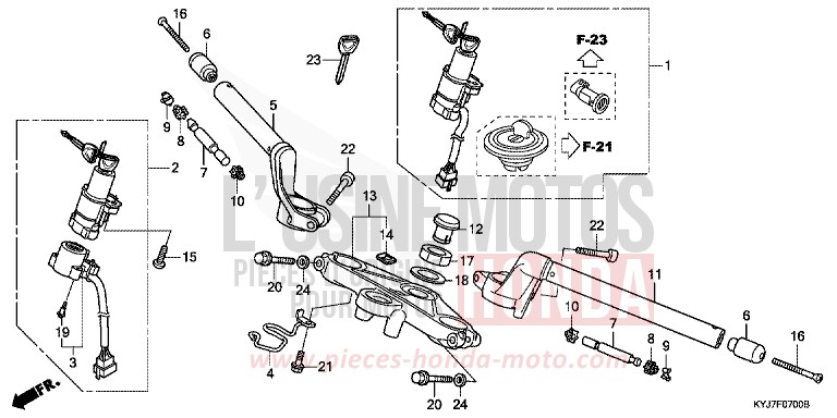 HANDLE PIPE/TOP BRIDGE for CBR250R BLACK (NH1) from 2013