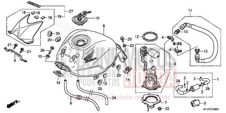 FUEL TANK for CBR250R PEARL HIMALAYAS WHITE (NHA87) from 2013