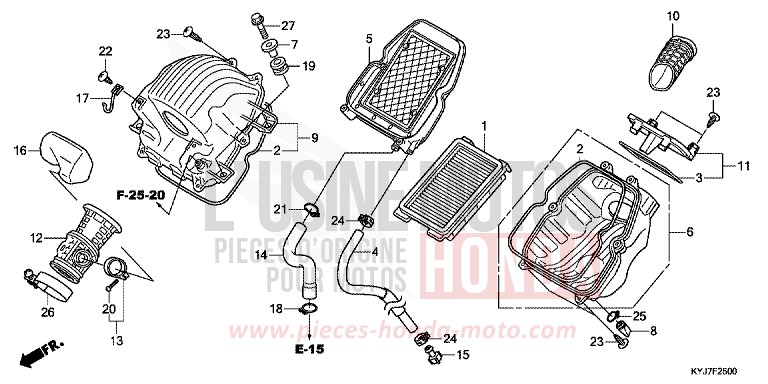 AIR CLEANER for CBR250R NITRIC ORANGE (YR271) from 2013
