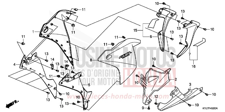 MIDDLE COWL/UNDER COWL for CBR250R NITRIC ORANGE (YR271) from 2013