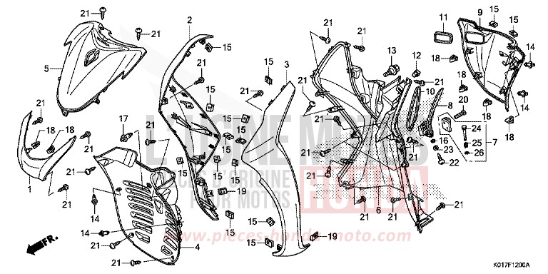 FRONT COVER for SH150i PEARL NIGHTSTAR BLACK (NHA84) from 2013