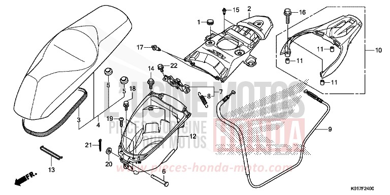 SEAT/LUGGAGE BOX for SH150i PEARL COOL WHITE (NHA16) from 2013