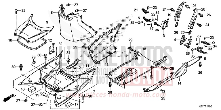 FLOOR STEP/UNDER COVER for SH150i PEARL SIENA RED (R320) from 2013