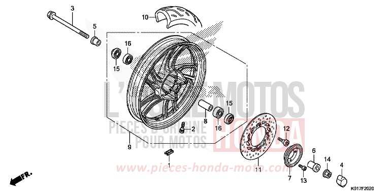 FRONT WHEEL for SH150i PEARL SIENA RED (R320) from 2013