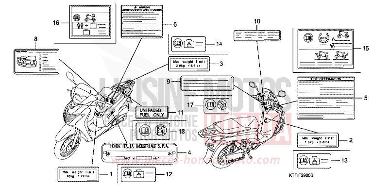 CAUTION LABEL for SH150i MAT CYNOS GRAY METALLIC (NH312) from 2010
